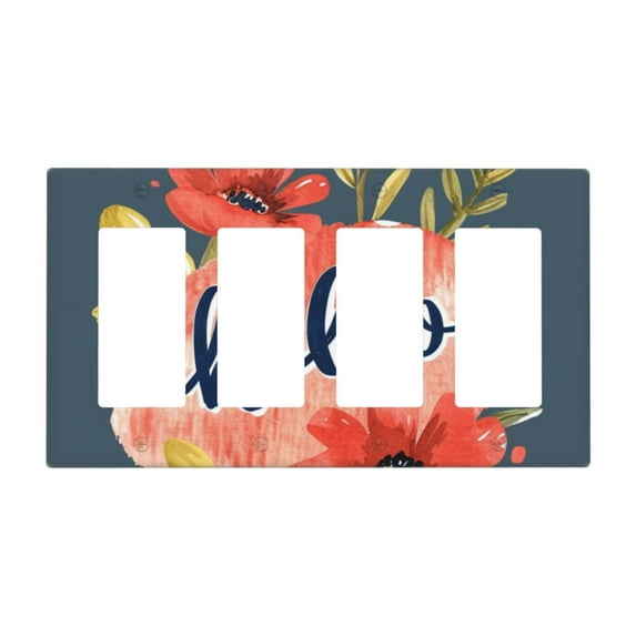 Flower Hello Daisy Switch Cover Decorative Wall Plate / 4-Gang 4-Decor / Standard Size 4.5x8 in