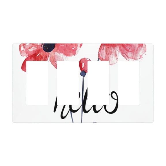 Flower Hello Daisy Switch Cover Decorative Wall Plate / 4-Gang Screwless / Standard Size 4.5x8 in