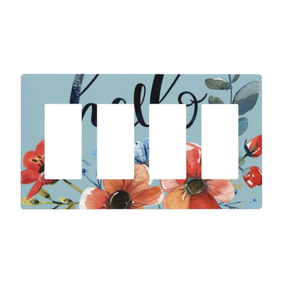Flower Hello Daisy Switch Cover Decorative Wall Plate / 4-Gang Screwless / Standard Size 4.5x8 in