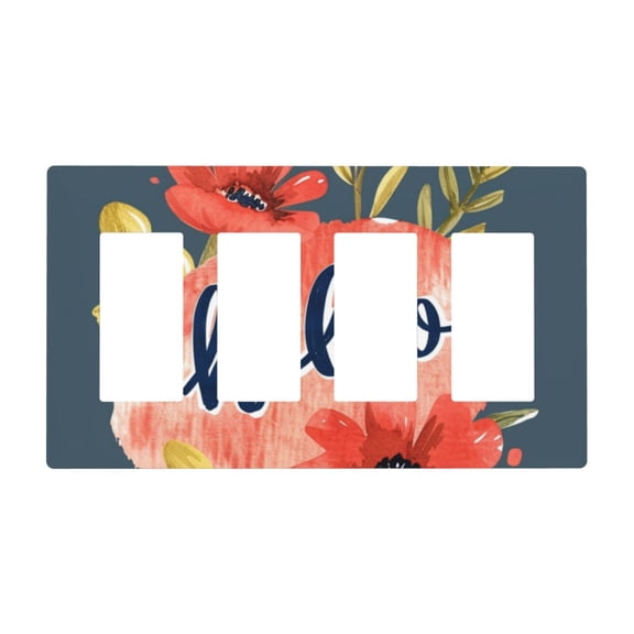 Flower Hello Daisy Switch Cover Decorative Wall Plate / 4-Gang Screwless / Standard Size 4.5x8 in