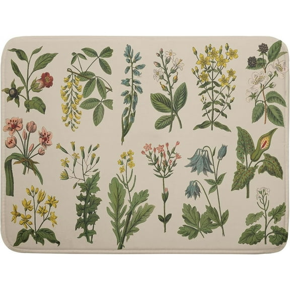 Flower Herbs Dish Drying Mat for Kitchen Counter Decor 18x24 Inch Absorbent Reversible Wild Plant Dish Mat Microfiber Drying Pad Sage Leaves Dish Drainer Rack Mats for Coffee Bar\u2026