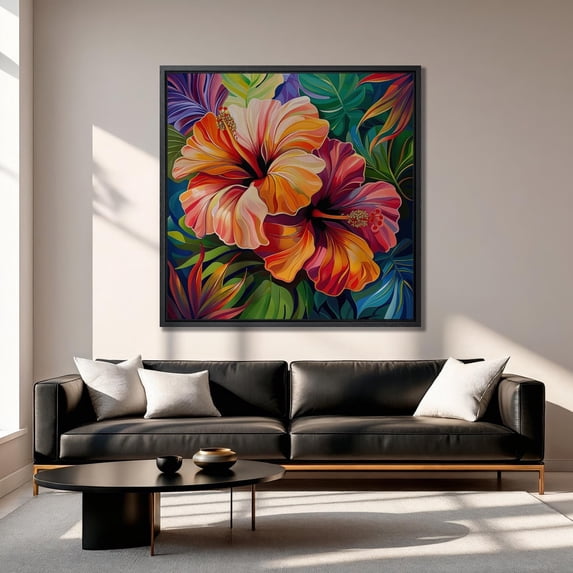 Flower Hibiscus Vibrant Tropical Botanical For Living Room Bedroom ...