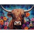 thumbnail image 1 of Flower Highland Cow Latch Hook Kits Rug DIY Cushion Tapestry Making Crochet Hook Mat Making Kits Color Preprinted Pattern Canvas DIY Carpet Needlework Crochet Kits 52x38cm (series-102), 1 of 7