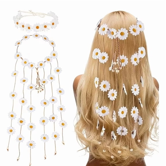 Flower Hippie Headband with Sunflowers - Vibrant Floral Crown for Festivals and Weddings