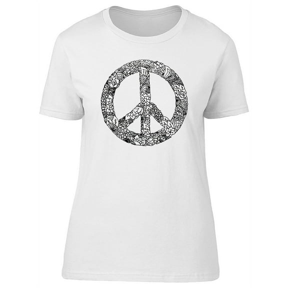 Flower Hippie Peace Sign T-Shirt Women -Image by Shutterstock, Female x-Large