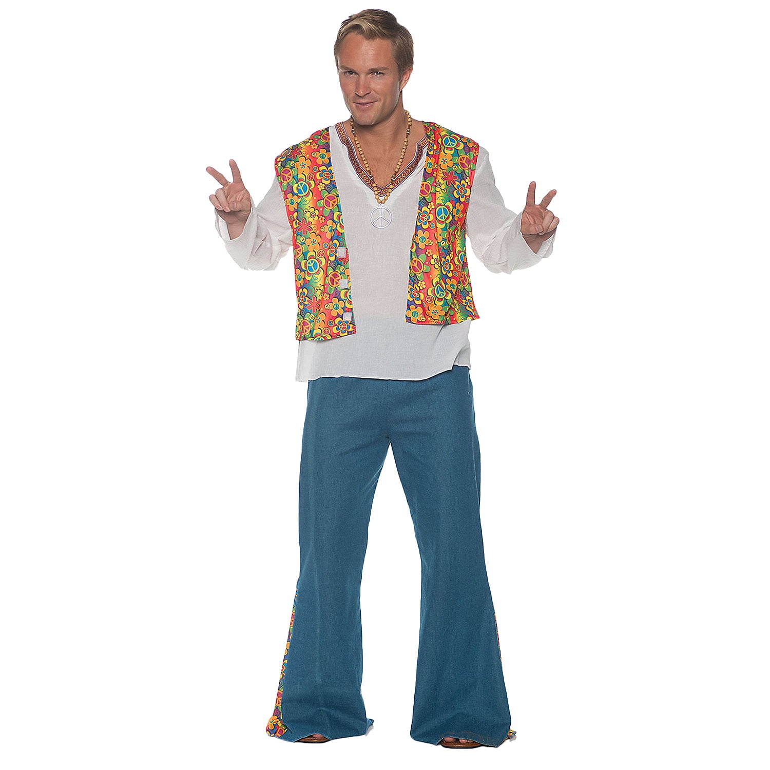 Flower Hippie Vest Men's Adult Halloween Costume, One Size, (42-46 ...