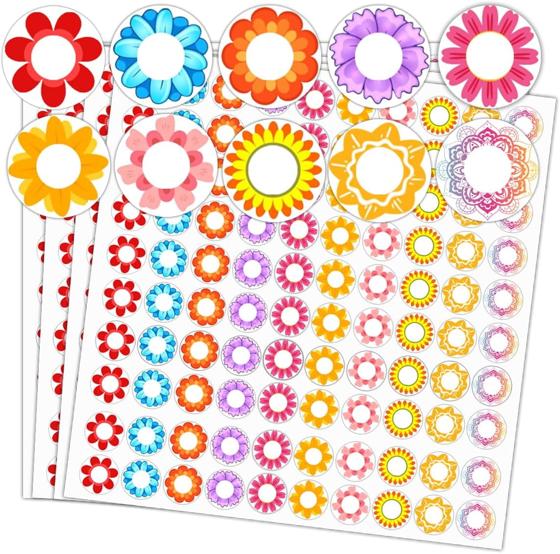 Flower Hole Reinforcement Stickers 0.5inch Colorful Paper Hole