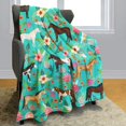 thumbnail image 1 of Flower Horse Throw Blanket Horse Green with Flowers Fleece Blanket Soft Warm Cozy for Sofa Couch Bed 50"x60", 1 of 6