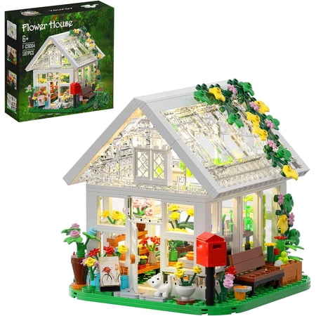 The Flower House Building Kit: With LED Light, Garden House Toy. Build a Fascinating Greenhouse Model. A Delightful Gift for Friends or Girls (597 Pieces)