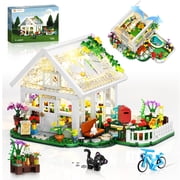 Flower House Building Block Set, 632Pcs Greenhouse Garden Street View Building Kit with LED Lights, Family Assembly Gift for Teens Adults & Kids