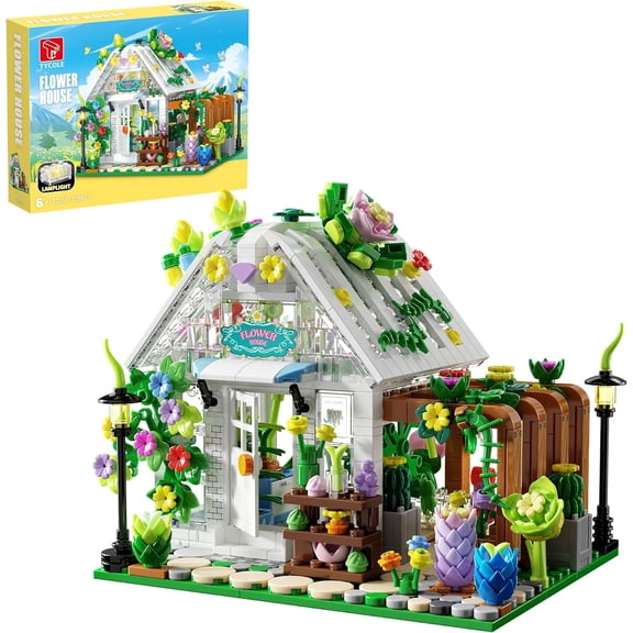 Flower House Building Set with Lights, Garden House Building Toy Kits Compatible with Trend, Creative Greenhouse Playset(719PCS)