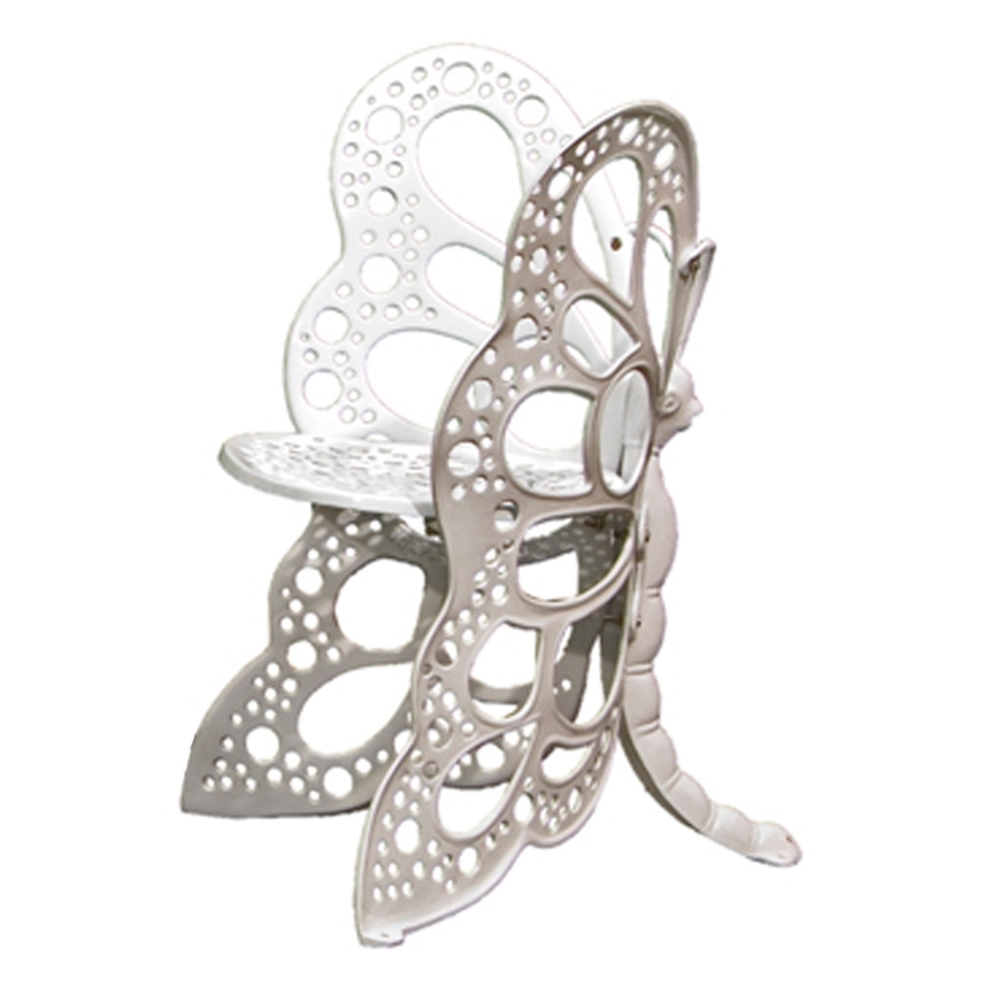 White Cast Aluminum Butterfly Chair for Indoor/Outdoor Use