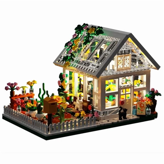 Flower House Mini Building Block Set City Street View Greenhouse Building Blocks Model Kits Birthday Gifts for Children