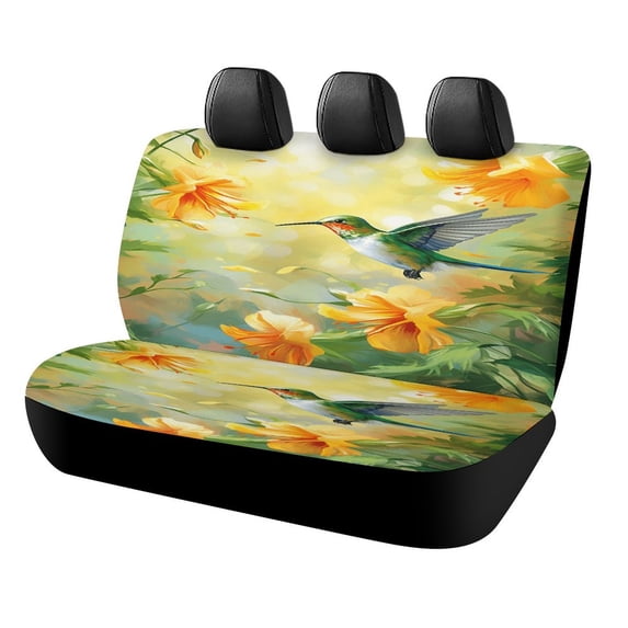Flower Hummingbird Car Rear Seat Cover Accessories Universal Fit Car Seat Covers Durable