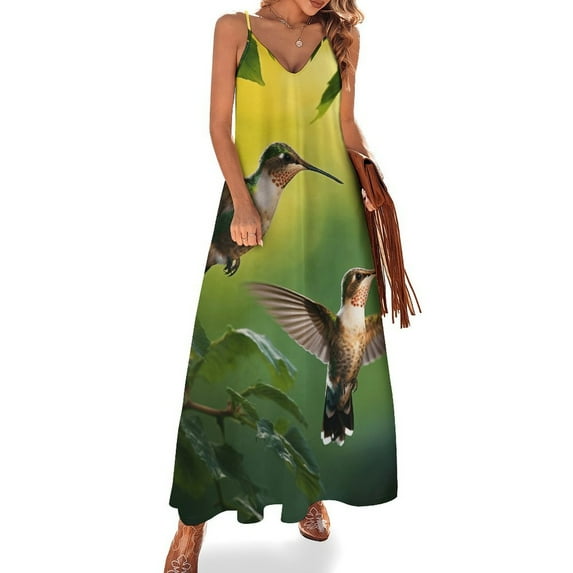 Flower Hummingbird Fine Art Sleeveless Dress Summer Dress Woman 2025