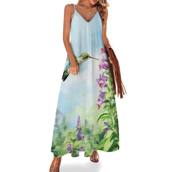 Flower Hummingbird Fine Art Sleeveless Dress Summer Dress Woman 2025
