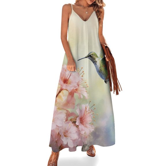 Flower Hummingbird Fine Art Sleeveless Dress Summer Dress Woman 2025