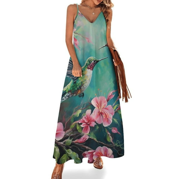 Flower Hummingbird Fine Art Sleeveless Dress Summer Dress Woman 2025