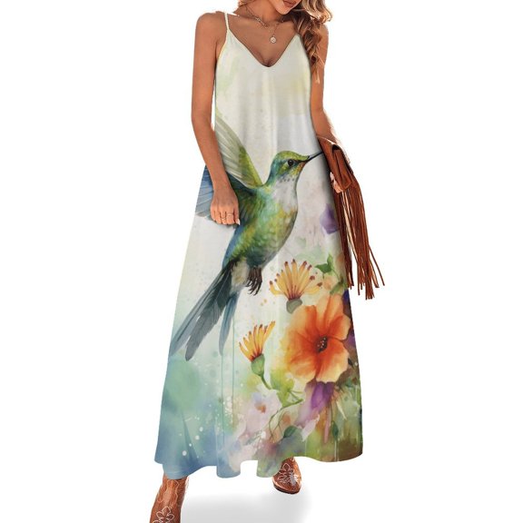Flower Hummingbird Fine Art Sleeveless Dress Summer Dress Woman 2025