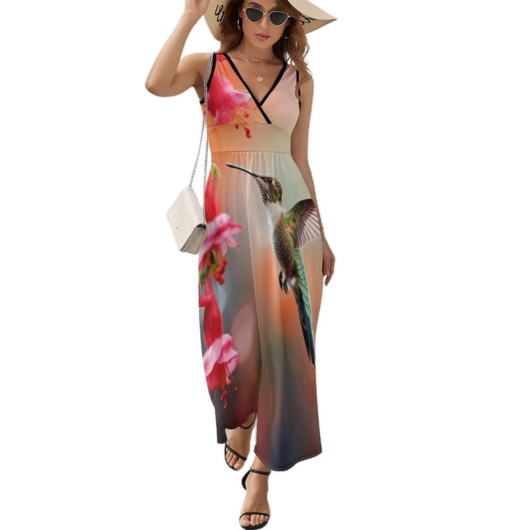 Flower Hummingbird Pattern Design Sleeveless Dress Summer Clothes for Women Women's Clothing 2025 - Walmart.com Flower Hummingbird Pattern Design Sleeveless Dress Summer Clothes for Women Women's Clothing 2025 - Walmart.com