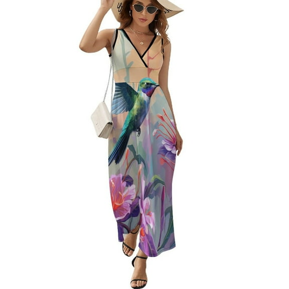 Flower Hummingbird Pattern Design Sleeveless Dress Summer Clothes for Women Women's Clothing 2025
