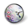 thumbnail image 1 of Flower Hummingbird Round Badge Pin Brooches Metal Button Badges for Hats Jackets Shirts Decor, 1 of 8