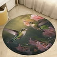 thumbnail image 1 of Flower Hummingbird Round Small Area Rug, Print Non Slip Washable Floor Mat, Soft Throw Rug for Living Room, Powder Room Entryway, Bathroom, Bedside, 1 of 6