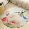 thumbnail image 1 of Flower Hummingbird Round Small Area Rug, Print Non Slip Washable Floor Mat, Soft Throw Rug for Living Room, Powder Room Entryway, Bathroom, Bedside, 1 of 6