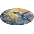 thumbnail image 1 of Flower Hummingbird Round Small Area Rug, Print Non Slip Washable Floor Mat, Soft Throw Rug for Living Room, Powder Room Entryway, Bathroom, Bedside, 1 of 6