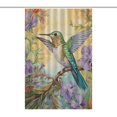 thumbnail image 1 of Flower Hummingbird Shower Curtain Fabric Bathroom Decor with Hooks, 1 of 5