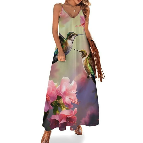 Flower Hummingbird Sleeveless Dress Woman Fashion Long Dresses Women's Summer Suit Dress Summer 2025 Women