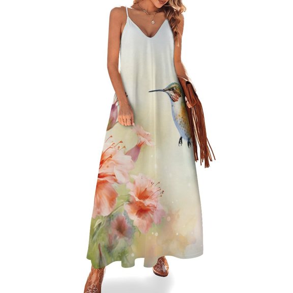 Flower Hummingbird Sleeveless Dress Woman Fashion Long Dresses Women's Summer Suit Dress Summer 2025 Women