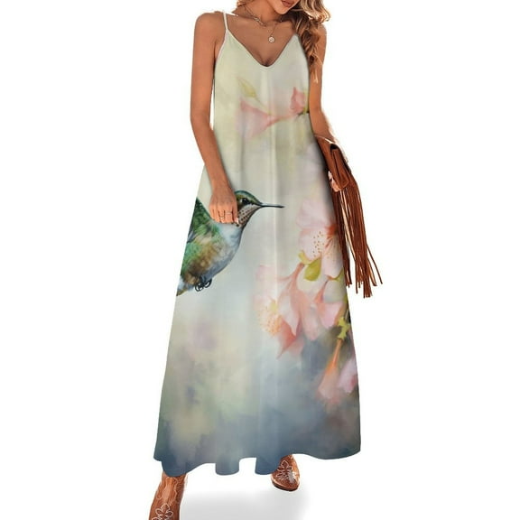 Flower Hummingbird Sleeveless Dress Woman Fashion Long Dresses Women's Summer Suit Dress Summer 2025 Women