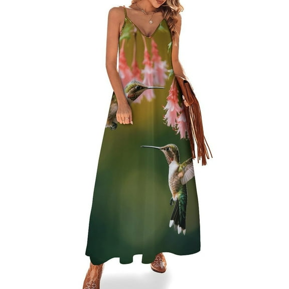 Flower Hummingbird Sleeveless Dress Woman Fashion Long Dresses Women's Summer Suit Dress Summer 2025 Women