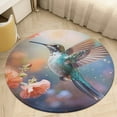 thumbnail image 1 of Flower Hummingbird Soft Bedroom Round Area Rug, Washable Cute Nursery Circle Throw Mat, Non-Slip Contemporary Small Low Pile Floor Carpet for Dorm Bedside, 1 of 6