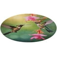 thumbnail image 1 of Flower Hummingbird Soft Bedroom Round Area Rug, Washable Cute Nursery Circle Throw Mat, Non-Slip Contemporary Small Low Pile Floor Carpet for Dorm Bedside, 1 of 6