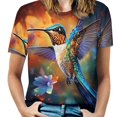 thumbnail image 1 of Flower Hummingbird Women's T-Shirt Short Sleeve T Shirts Tops Tee Ladies Loose T, 1 of 6