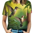 thumbnail image 1 of Flower Hummingbird Women's T-Shirt Short Sleeve T Shirts Tops Tee Ladies Loose T, 1 of 6