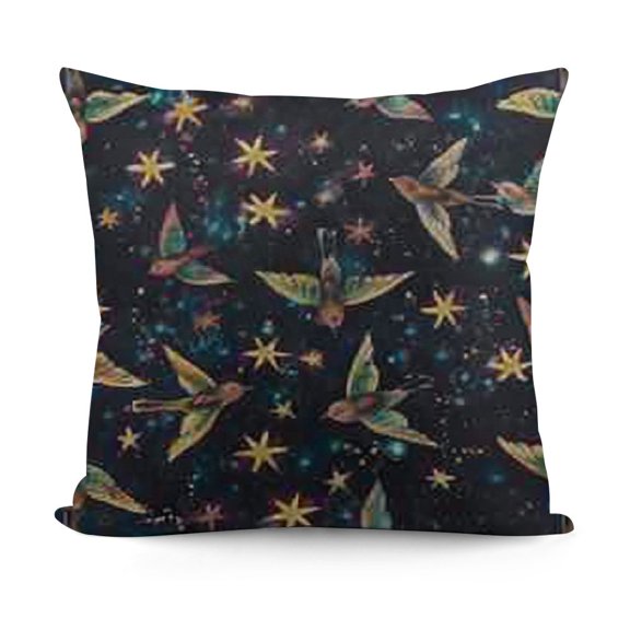 Flower Hummingbirds Embroidery Print Pillow Cover Style Farmhosue Decor Body Pillow Case Cover with Hidden Zipper