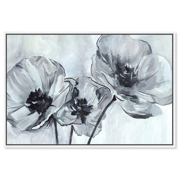 Flower Impressions Canvas Modern Abstracts by Art Remedy, White Frame, 54 x 36