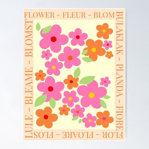 Flower In Different Languages Poster, Poster Only