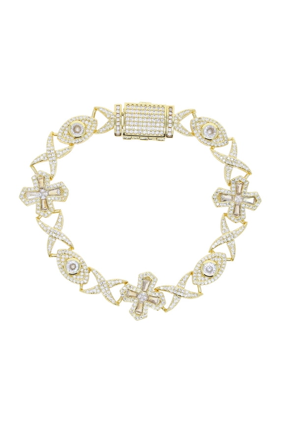 Flower Infinity Necklace Full Paved Iced Out Bling Cubic Zirconia Cuban Chain HipHop 14K Yellow Gold Jewelry Men's And Women