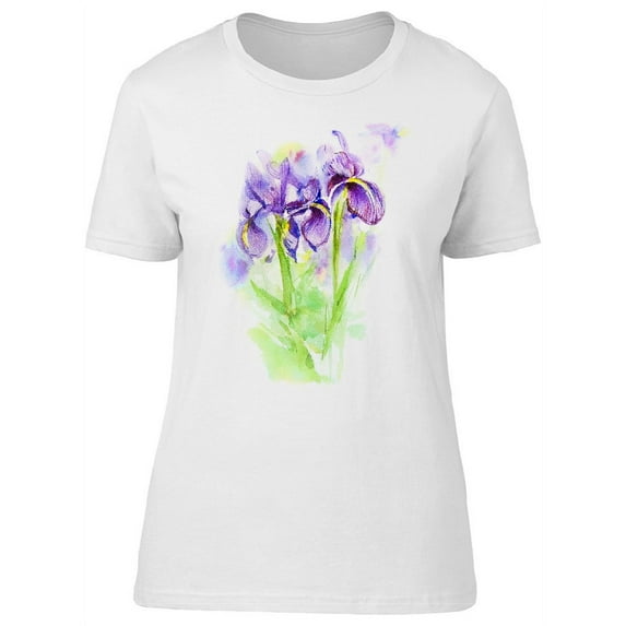 Flower Irises In Watercolor T-Shirt Women -Image by Shutterstock, Female Small