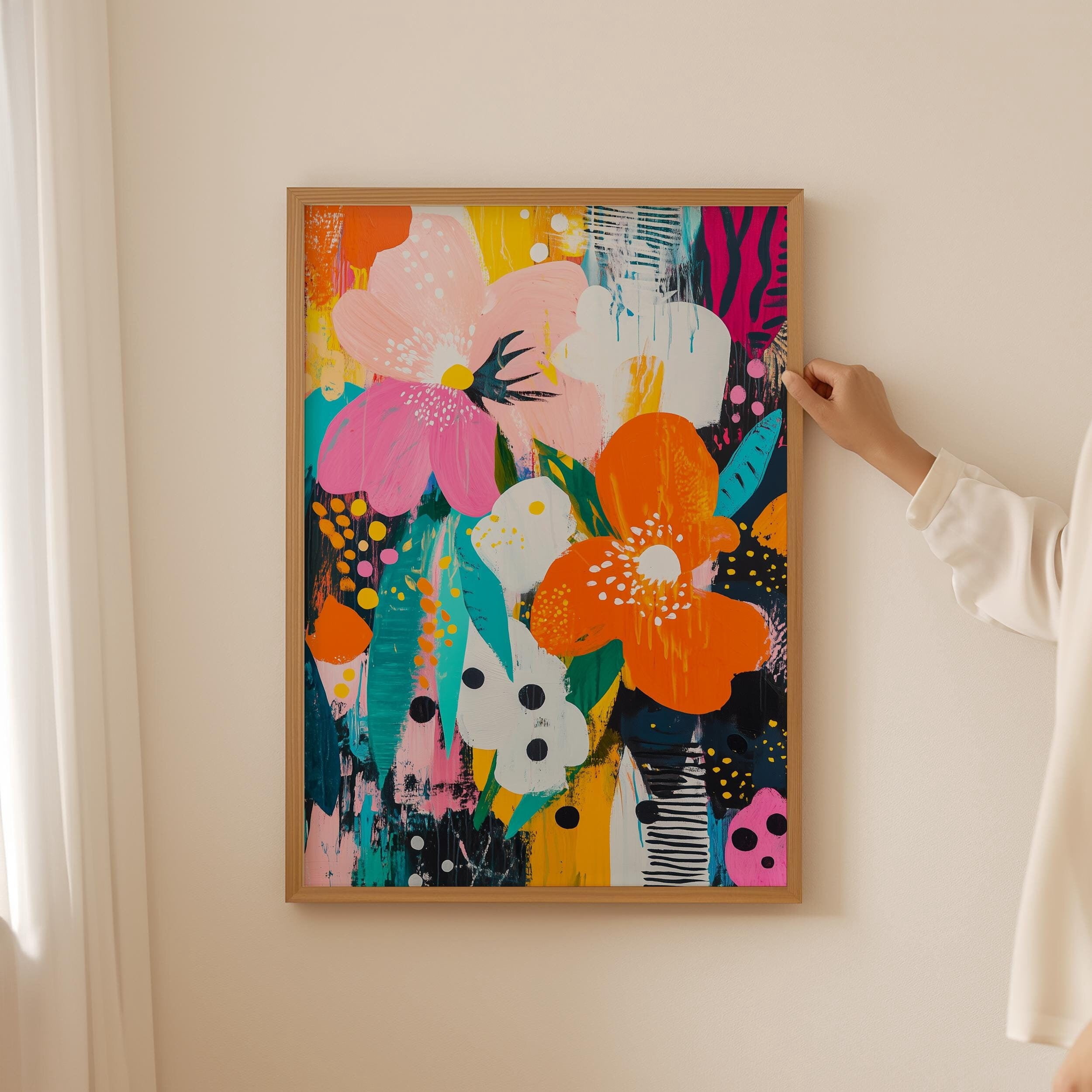 Flower Japandi Abstract Wabi Sabi Japanese Vintage Cubicle Art ...