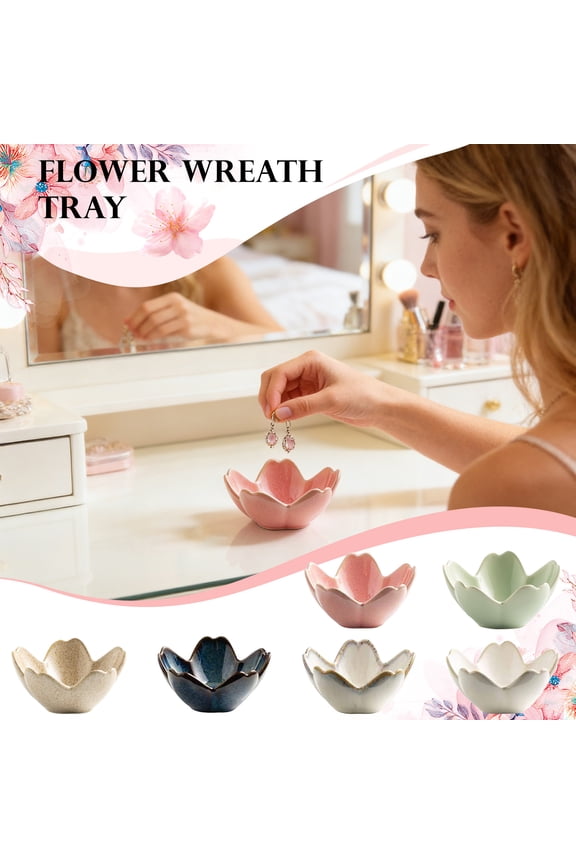 Flower Jewelry Dish Tray, Ceramics Ring Dish Tray, Small Trinket Tray, Nightstand Decor, Gifts for Women Friends