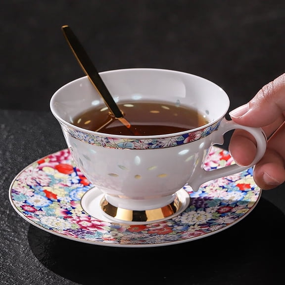 Exquisite Porcelain Handmade Ceramic Coffee Cup Set, suitable for coffee and tea. Dishwasher and microwave safe, collectible and giftable, translucent craftsmanship, Jingdezhen art