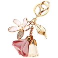 thumbnail image 1 of Flower Keychain Rhinestone Tassel Leaf Key Ring Women Wallet Bag Pendant Charms, 1 of 9