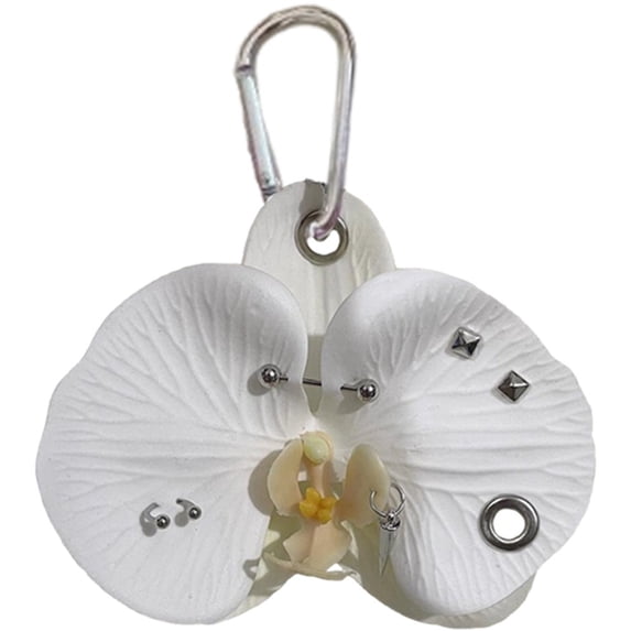 Flower Keychain, Simulation Orchid Lily Keychain Y2k Aesthetic Flower Keyring Bag Purse Charms Handbags Decoration Accessories