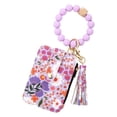 thumbnail image 1 of Flower Keychain Wristlet Wallets for Women Cute Silicone Beaded Credit Card Holder Key Ring Bracelet Perfect Holiday Gifts for Women Girls (Purple), 1 of 5