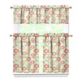 thumbnail image 1 of Flower Kitchen Curtain Valance 3 Piece Set Short Curtain Sink Window Decor 36 Inch Small Window Treatment Tier 27.5x36 Length, 1 of 6